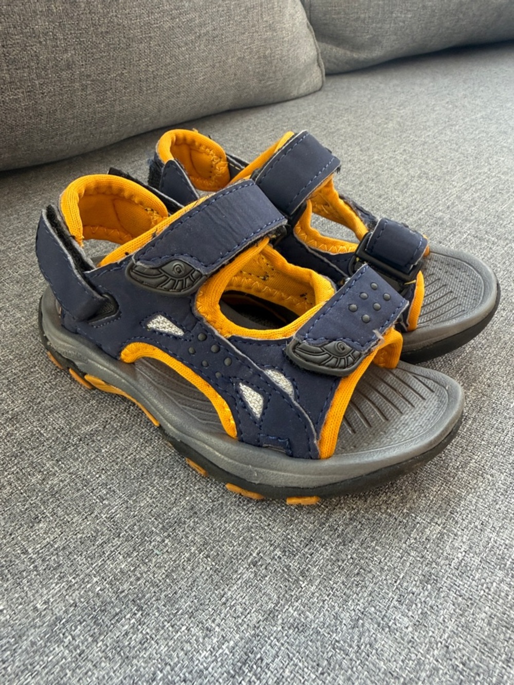Kids Navy and Yellow Velcro Sport Sandals